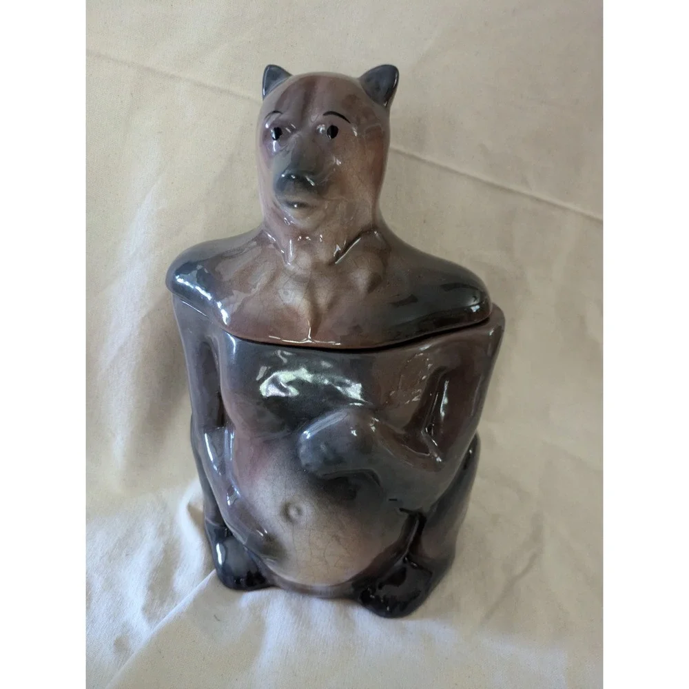 McCoy Big Brown Hungry Bear Classics Ceramic Cookie Weird Jar As Is